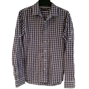 Michael Kors Button‎ up Dress Shirt Men's Size Medium Purple White Long Sleeve